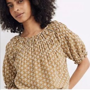 Madewell Eyelit Babydoll Top, Small, Goldenrod